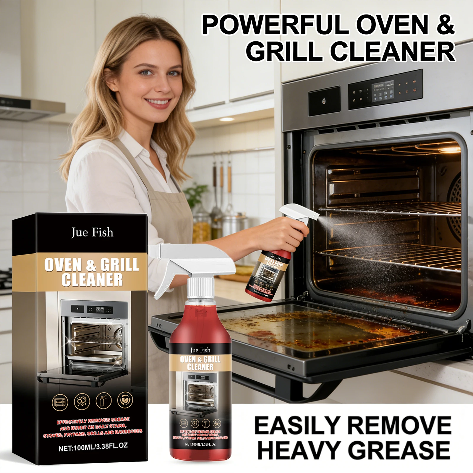 Stove Oven Cleaner Rapidly DecomposING Stubborn Oil Stains Remove Food Residue Refreshing Eliminate Odors Kitchen Cleaning Agent thumbnail 2