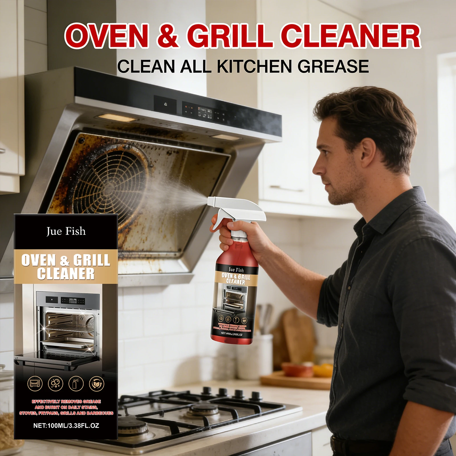 Stove Oven Cleaner Rapidly DecomposING Stubborn Oil Stains Remove Food Residue Refreshing Eliminate Odors Kitchen Cleaning Agent thumbnail 5