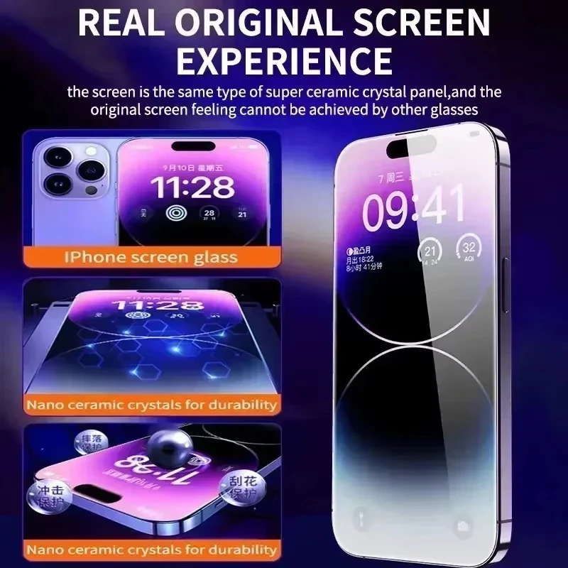 3PCS Oleophobic Coating Dust Free Easy Installation Screen Protector For iPhone17 16 15 14 13 12Pro Max XS 15 16Plus 17Air Glass thumbnail 2