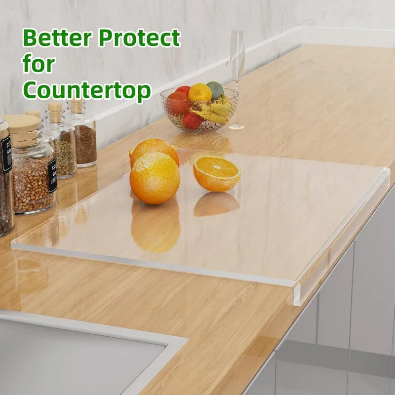 Clear Acrylic Cutting Board with Counter Lip BPA-Free & Food-Safe Kitchen Tool Perfect for Protecting Countertops Easy To Clean thumbnail 5