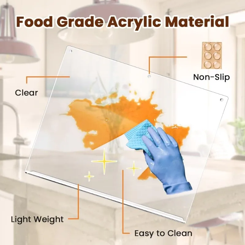 Clear Acrylic Cutting Board with Counter Lip BPA-Free & Food-Safe Kitchen Tool Perfect for Protecting Countertops Easy To Clean thumbnail 3