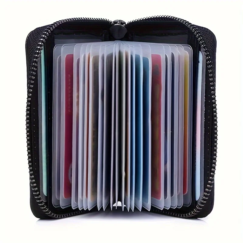 1PC Slim Zipper Wallet– Compact Business Card Holder with Multiple Compartments, Secure Travel ID Organizer thumbnail 3