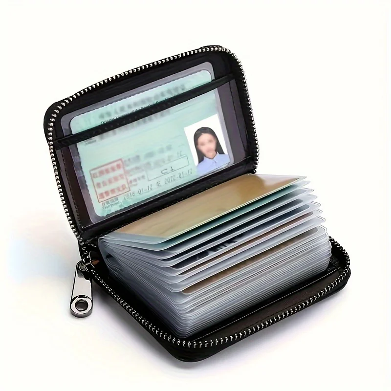 1PC Slim Zipper Wallet– Compact Business Card Holder with Multiple Compartments, Secure Travel ID Organizer