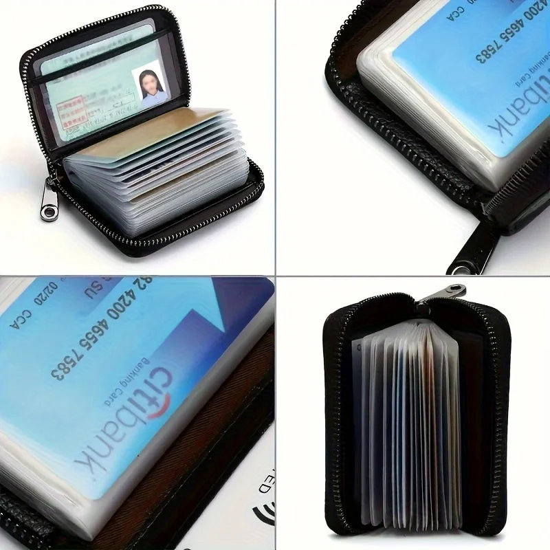 1PC Slim Zipper Wallet– Compact Business Card Holder with Multiple Compartments, Secure Travel ID Organizer thumbnail 4