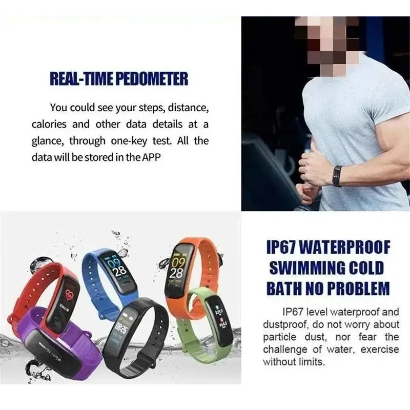 Lenovo Smart Watch C1 Plus Bluetooth Step Counting Color Screen Sports Bracelet Fitness Tracker Heart Rate Blood Pressure Sleep thumbnail 3