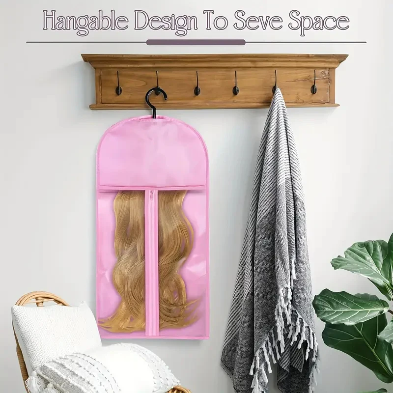 Transparent Wig Storage Bags with Hooks Dustproof Portable Design Wall-Mounted Zipper for Salon Home Use Sleek  Appearance thumbnail 6