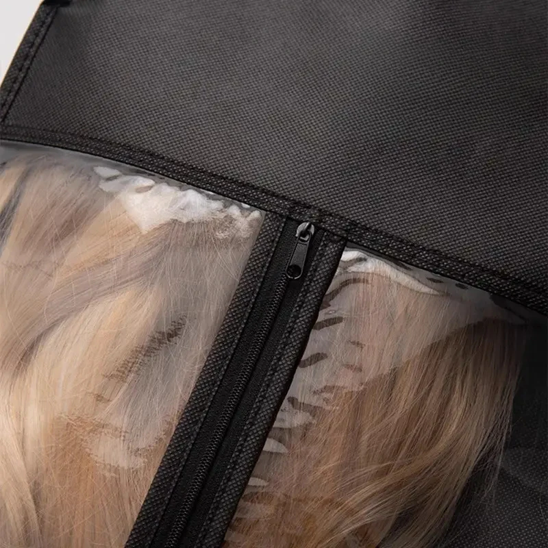 Transparent Wig Storage Bags with Hooks Dustproof Portable Design Wall-Mounted Zipper for Salon Home Use Sleek  Appearance thumbnail 5