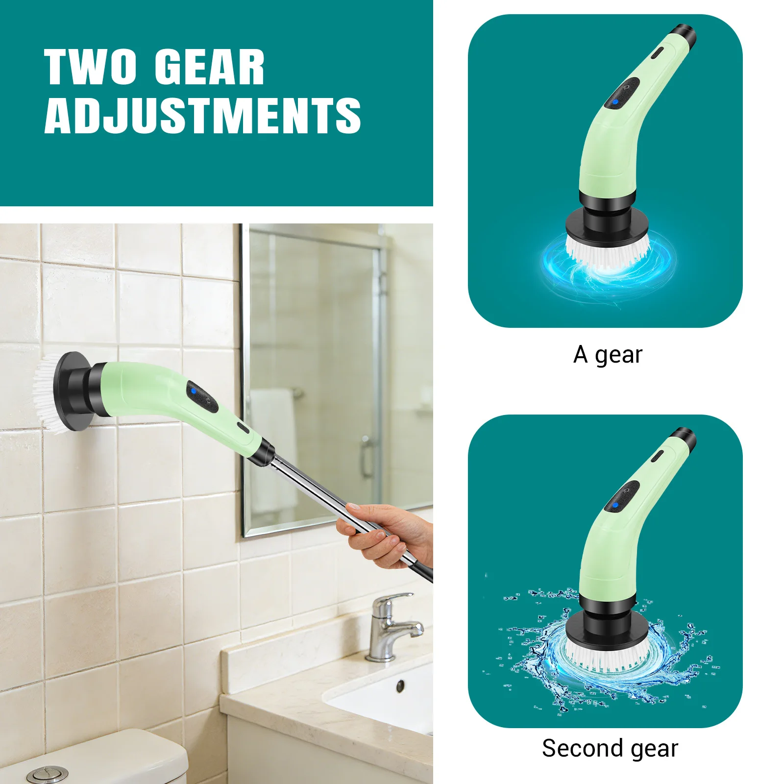 Electric Cleaning Brush Cordless Spin Scrubber 2 Adjustable Speeds 7 Multi-Purpose Replaceable Brush Heads thumbnail 5