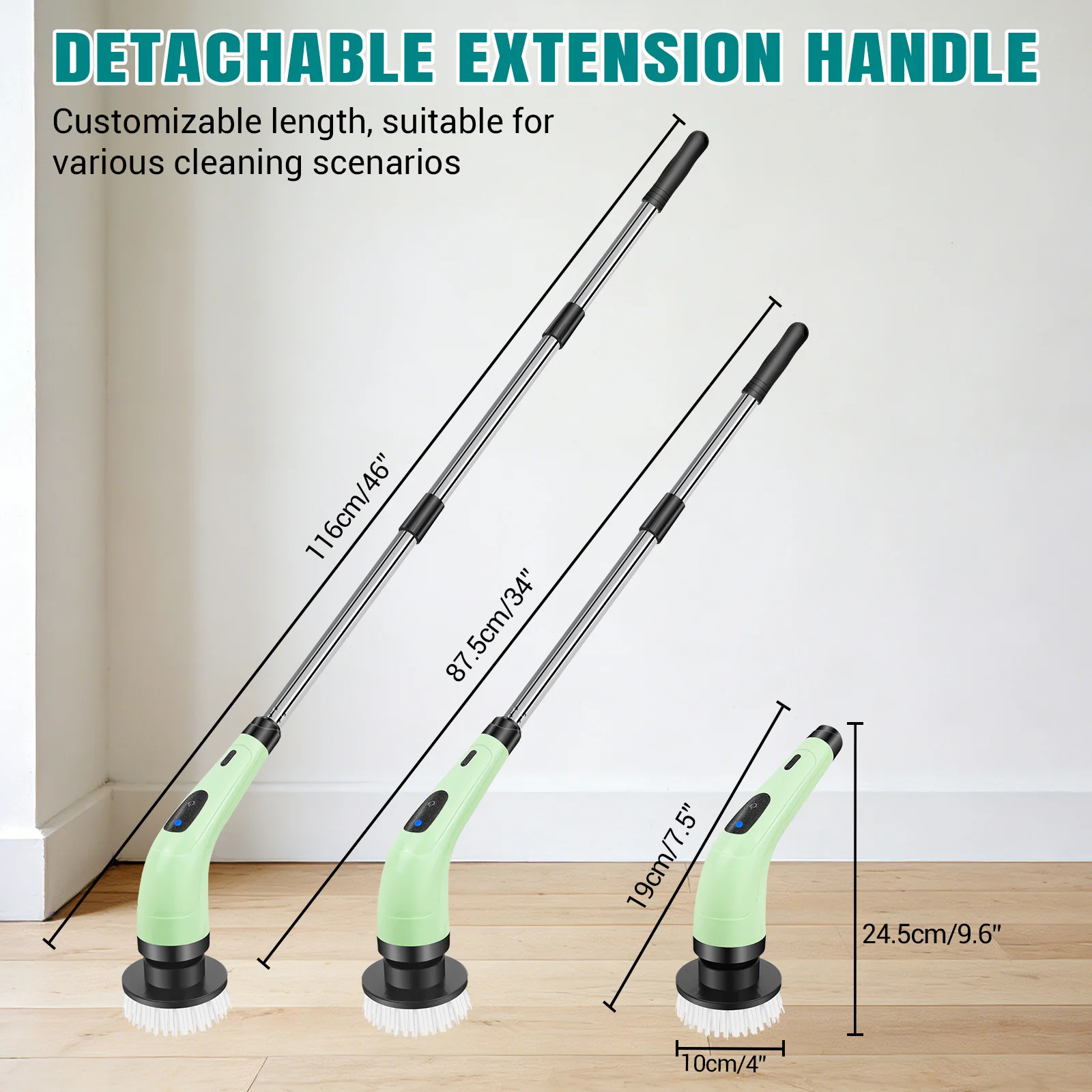 Electric Cleaning Brush Cordless Spin Scrubber 2 Adjustable Speeds 7 Multi-Purpose Replaceable Brush Heads thumbnail 3