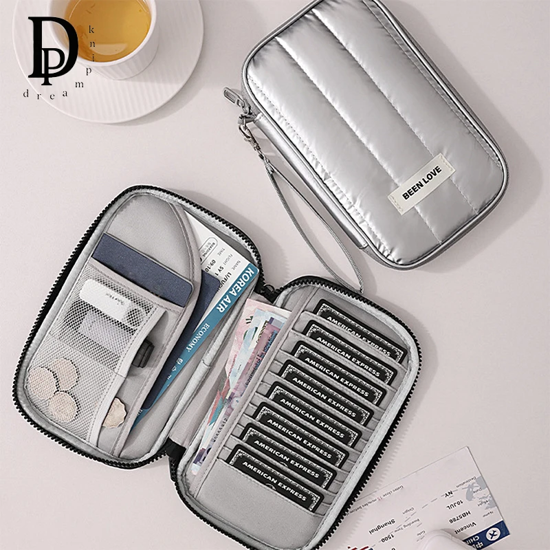 Fashion Travel Portable Wallet Zip Business Trip Card Holder Luxury RFID Passport Holder With Wrist Strap Coin Purse Clutch Bag