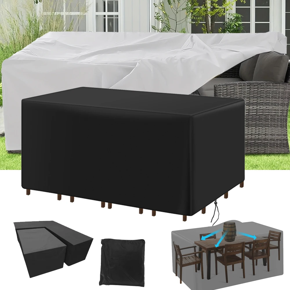Common Sizes 200 Sizes Outdoor Furniture Cover Anti UV Patio Garden Chair Dustproof Table Protector Durable thumbnail 3