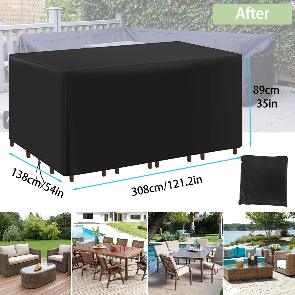 Common Sizes 200 Sizes Outdoor Furniture Cover Anti UV Patio Garden Chair Dustproof Table Protector Durable thumbnail 2