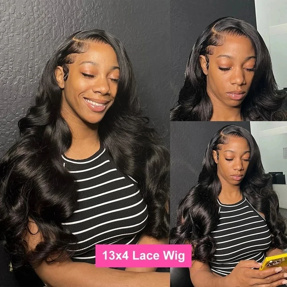 200 Density Body Wave 13x6 Hd Lace Frontal Wig 13x4 Hd Lace Wig Human Hair For Women Natural Black Color Beginner Friendly thumbnail 2
