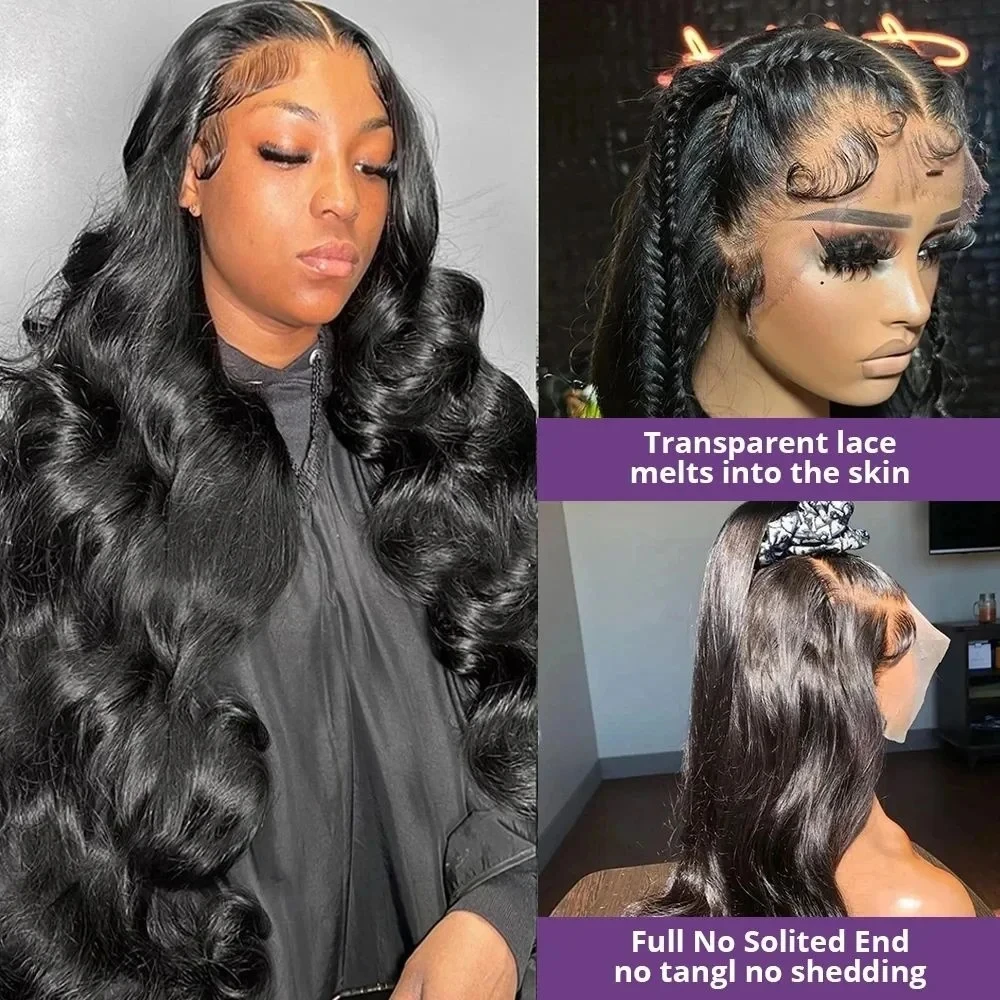 200 Density Body Wave 13x6 Hd Lace Frontal Wig 13x4 Hd Lace Wig Human Hair For Women Natural Black Color Beginner Friendly thumbnail 4