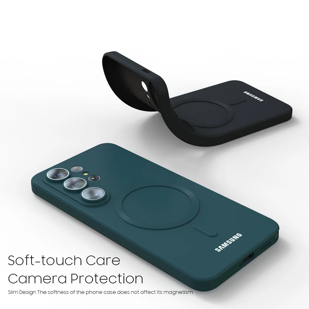 Magnetic Silicone Case For Samsung Galaxy S26 S25 S24 S23 Ultra Plus FE A56 A55 A54 Soft Shockproof Phone Cover Wireless Charge thumbnail 3