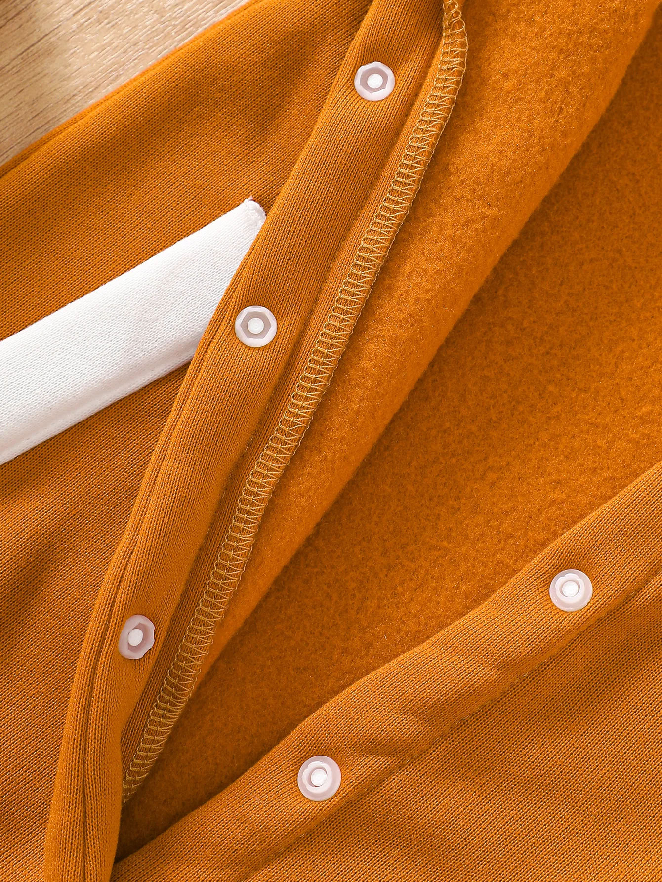 【Retro Baseball Style】Baby Boy Fleece-Lined Jumpsuit Caramel Orange Color Block Design + Heavy Embroidery + Bear and Penguin Pattern Baby Autumn/Winter Outfit thumbnail 6