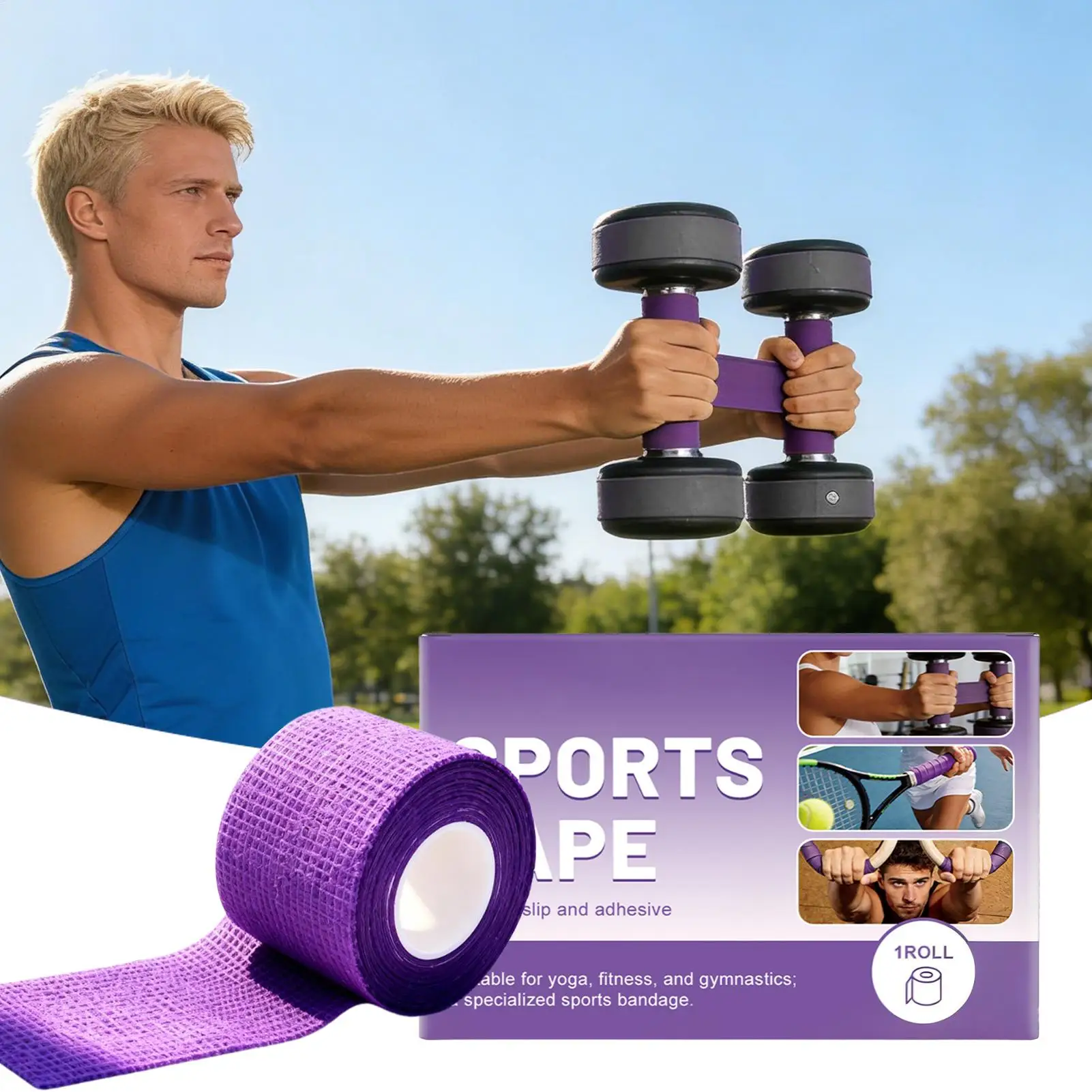 Grip Tape for Handles Non-Slip Sweat-Resistant Sports Cloth Tape for Pull up Bar for Home Outdoor Practice Weightlifting thumbnail 4