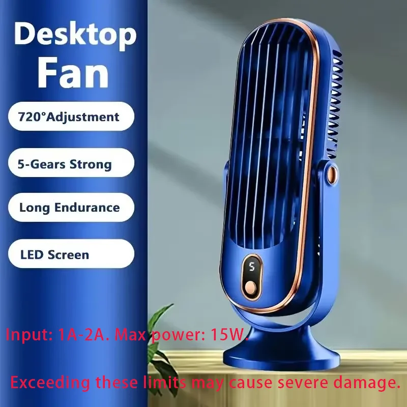 Portable USB Fan | 5 Speeds, 720° Swivel, Quiet Cool Breeze, Air Circulation, Indoor/Outdoor Use, Ideal For Home, Office, Travel thumbnail 2
