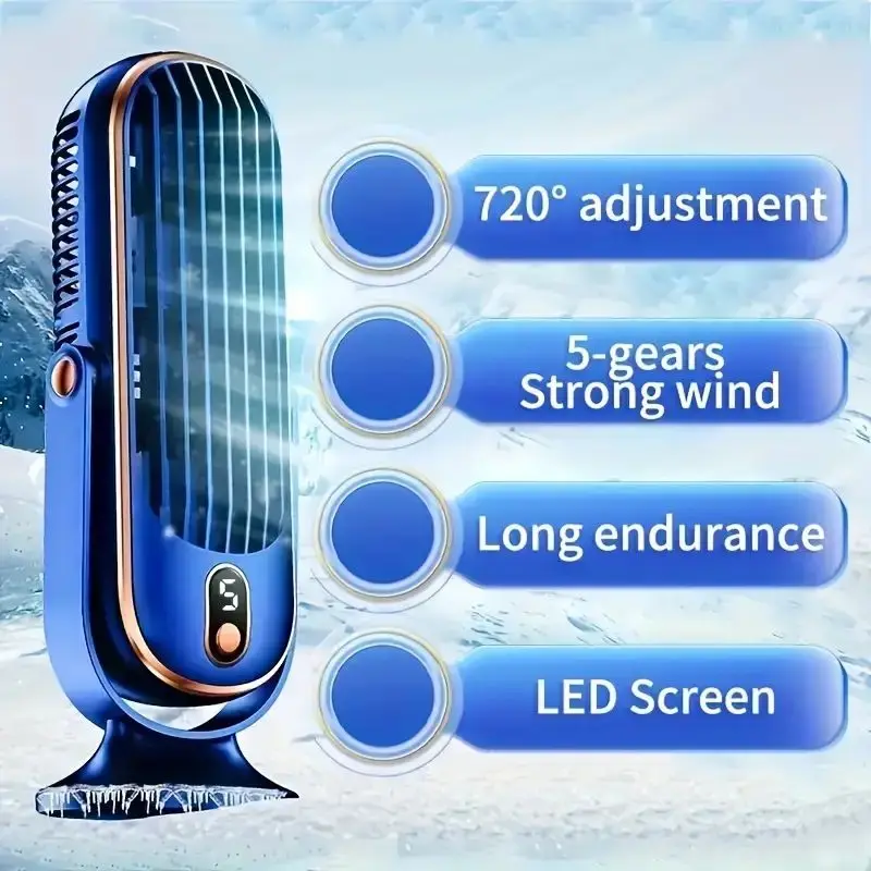 Portable USB Fan | 5 Speeds, 720° Swivel, Quiet Cool Breeze, Air Circulation, Indoor/Outdoor Use, Ideal For Home, Office, Travel thumbnail 3