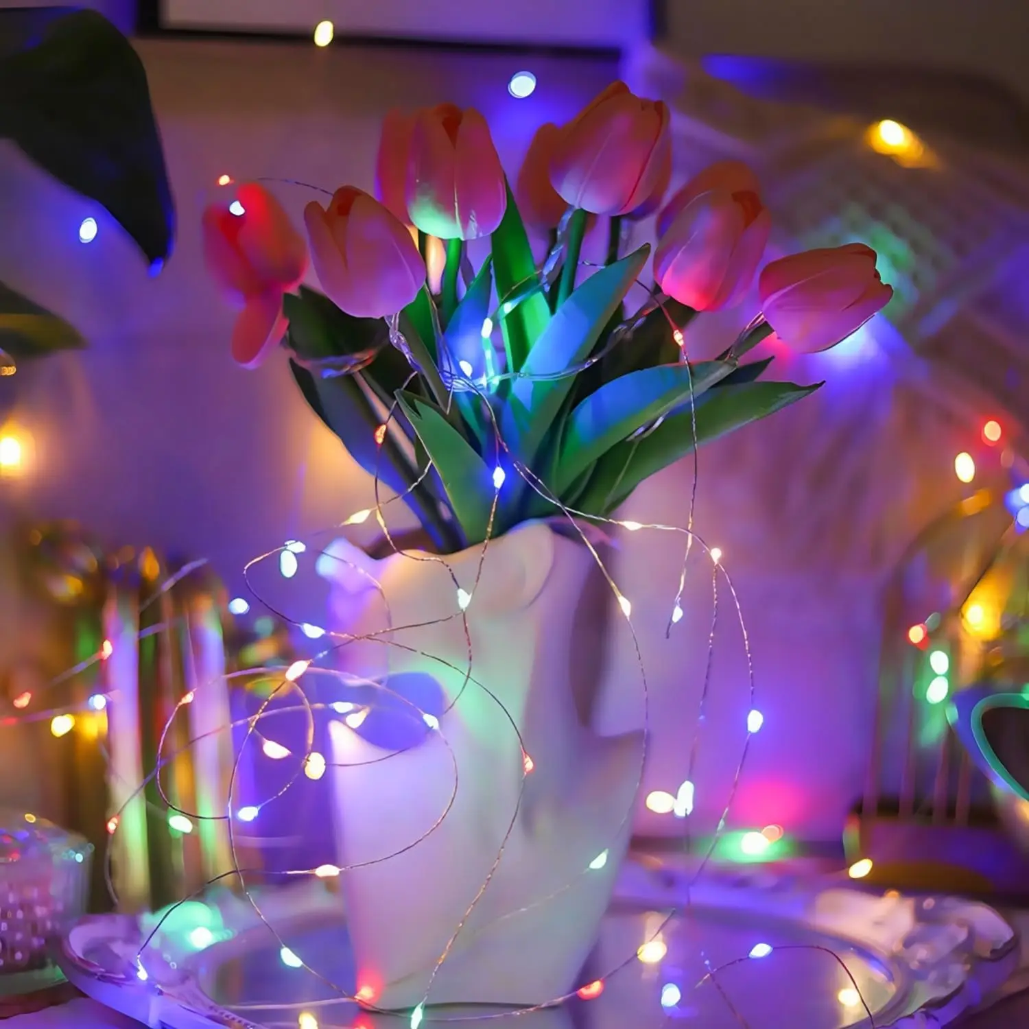 Colorful Fairy Lights Battery Operated (Includ), 3m 10ft 30 LED Mini String Lights for DIY Wedding Christmas Party Mason Jars thumbnail 4
