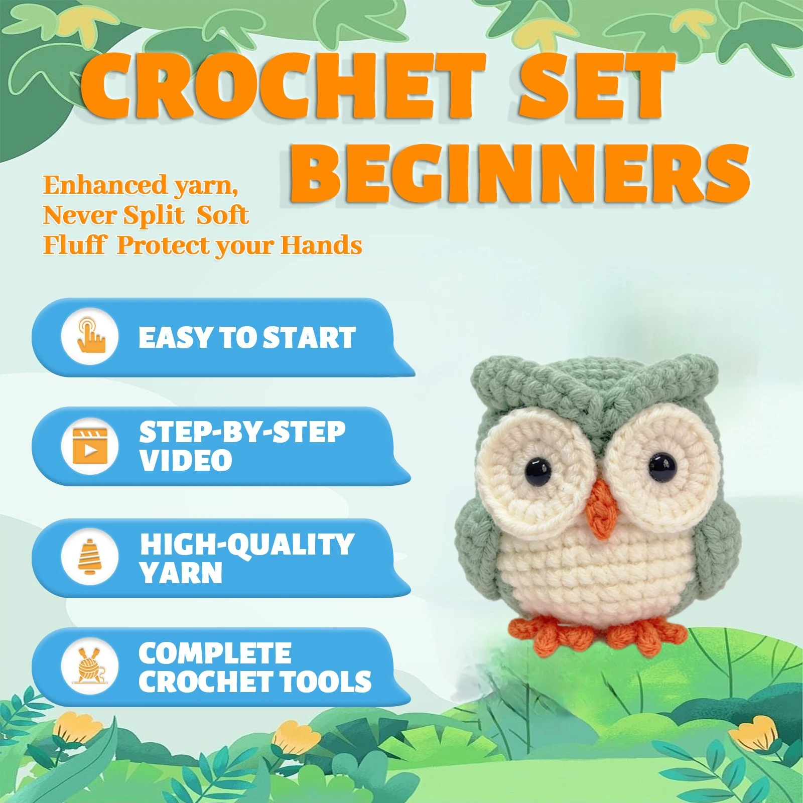 1pc Crochet Kit Owl DIY Crochet Hook Set with Instruction Manual and Video Teaching(Accessories In Random Color) thumbnail 4