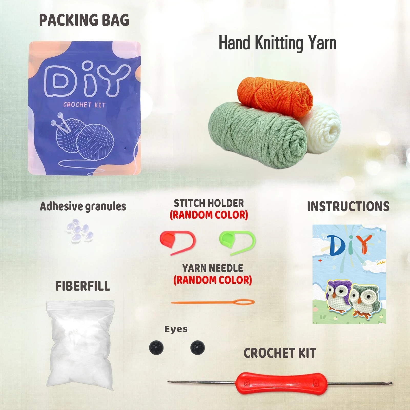 1pc Crochet Kit Owl DIY Crochet Hook Set with Instruction Manual and Video Teaching(Accessories In Random Color) thumbnail 2