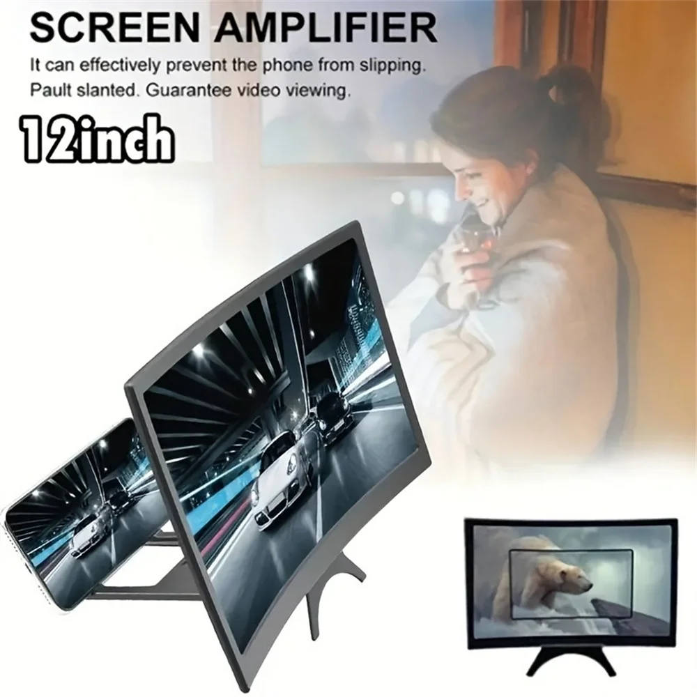 For All Smartphones Curved Screen Magnifier HD Mobile Phone Screen Magnifier Holder Eye Protection Enlarged Screen Phones Stand thumbnail 3