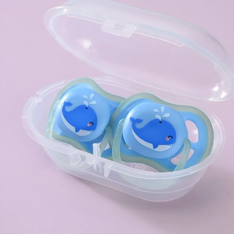 Two packs of 0-3 years old baby luminous baby pacifier silicone orthodontic nipple pacifier toddler sleep sedation pacifier thumbnail 3