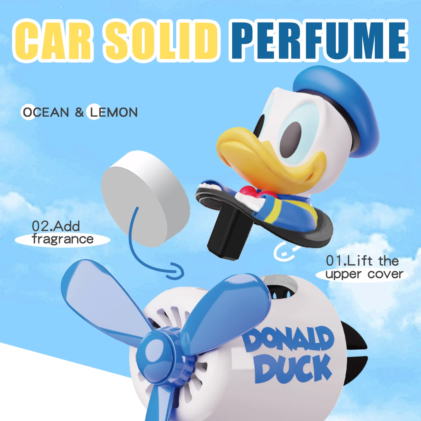 Disney Donald Duck Pilot car air freshener vent fun rotating plane accessories interior decorations ornaments fragrance diffuser thumbnail 4