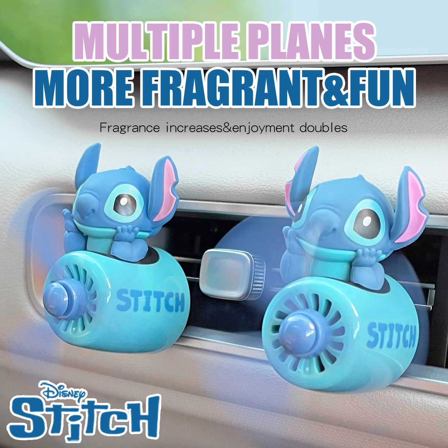 Disney Stitch Pilot car air freshener vent Cool Fun rotate airplane accessories interior decorations ornament fragrance diffuser thumbnail 4