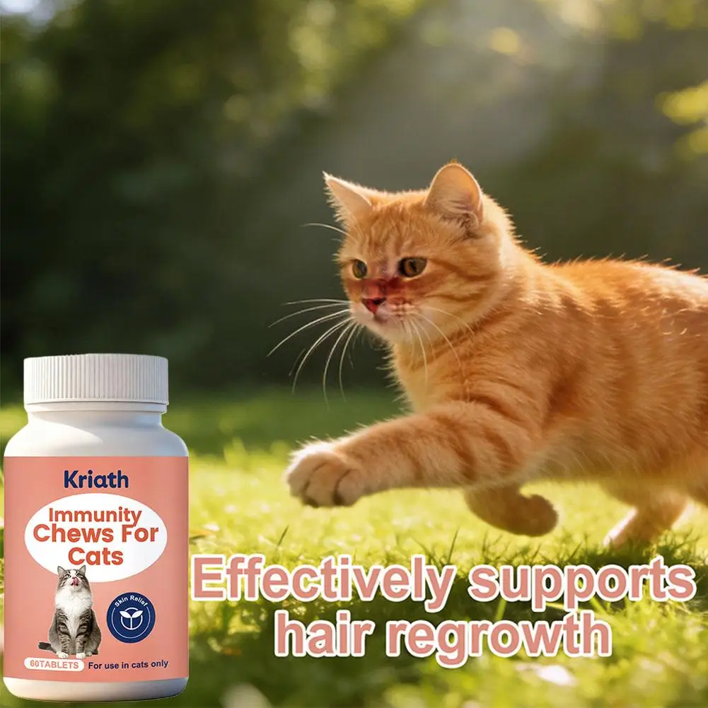 Professional Cat Skin Relief Immunity Supplement 60 Chews For Healthy Coat And Sensitive Skin Defense Kriath Pet Health Tablets thumbnail 4