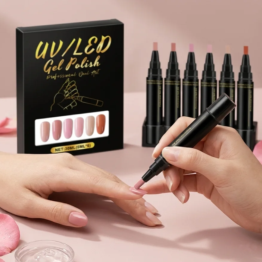 6 Color DIY Nail Art Pens High Pigment Quick Dry Free Draw Design Decorate Nails Safe Gentle Waterproof Nails Art Oil Pens Kit