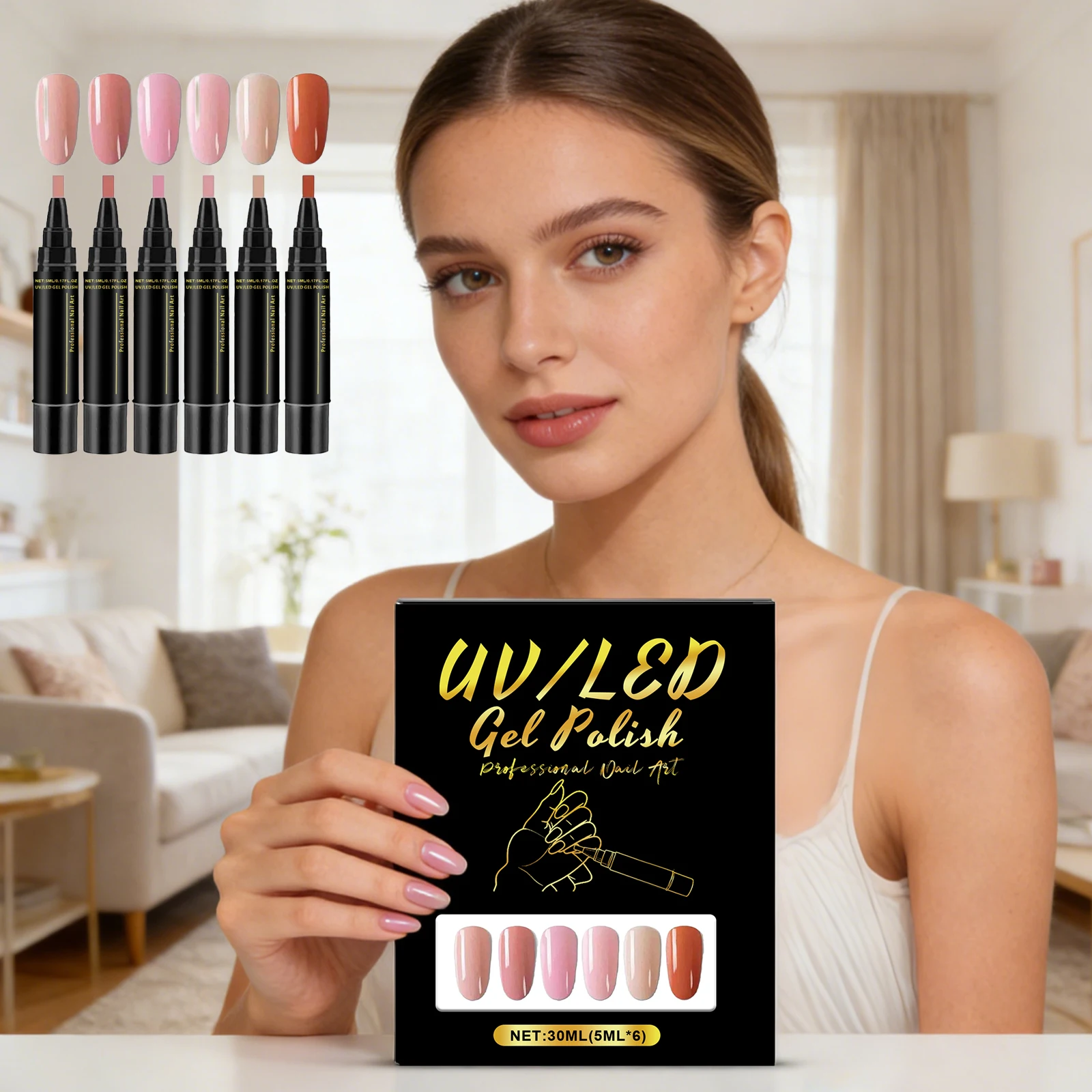6 Color DIY Nail Art Pens High Pigment Quick Dry Free Draw Design Decorate Nails Safe Gentle Waterproof Nails Art Oil Pens Kit thumbnail 3