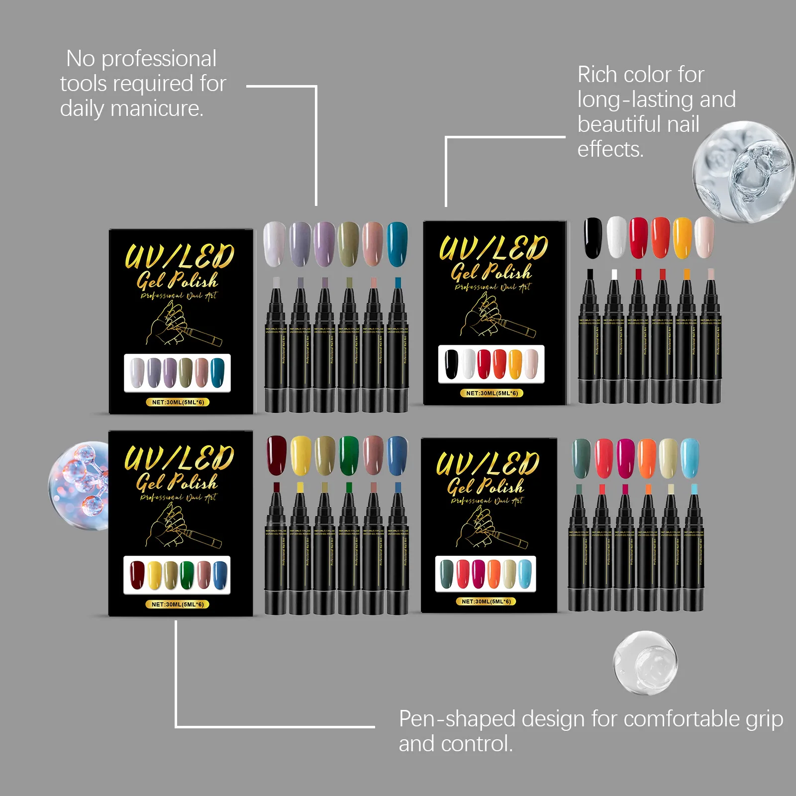 6 Color DIY Nail Art Pens High Pigment Quick Dry Free Draw Design Decorate Nails Safe Gentle Waterproof Nails Art Oil Pens Kit thumbnail 4