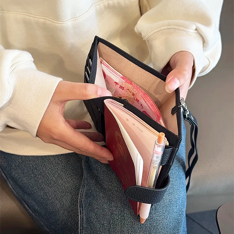 Genuine Leather Engraving Passport Wallet With Neck Strap Custom Name Cowhide Travel Wallet Woman Portable Card Bag Coin Purse thumbnail 4