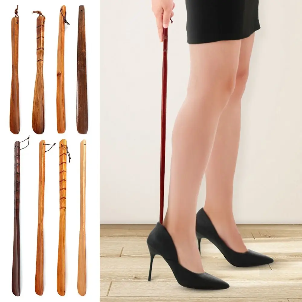 Shoehorn Lifter Hanging Shoe Horn Extra Long Handle Easy Remover Shoehorn Lifter Wooden Easy on Off Seniors Put on Shoes Tools thumbnail 3