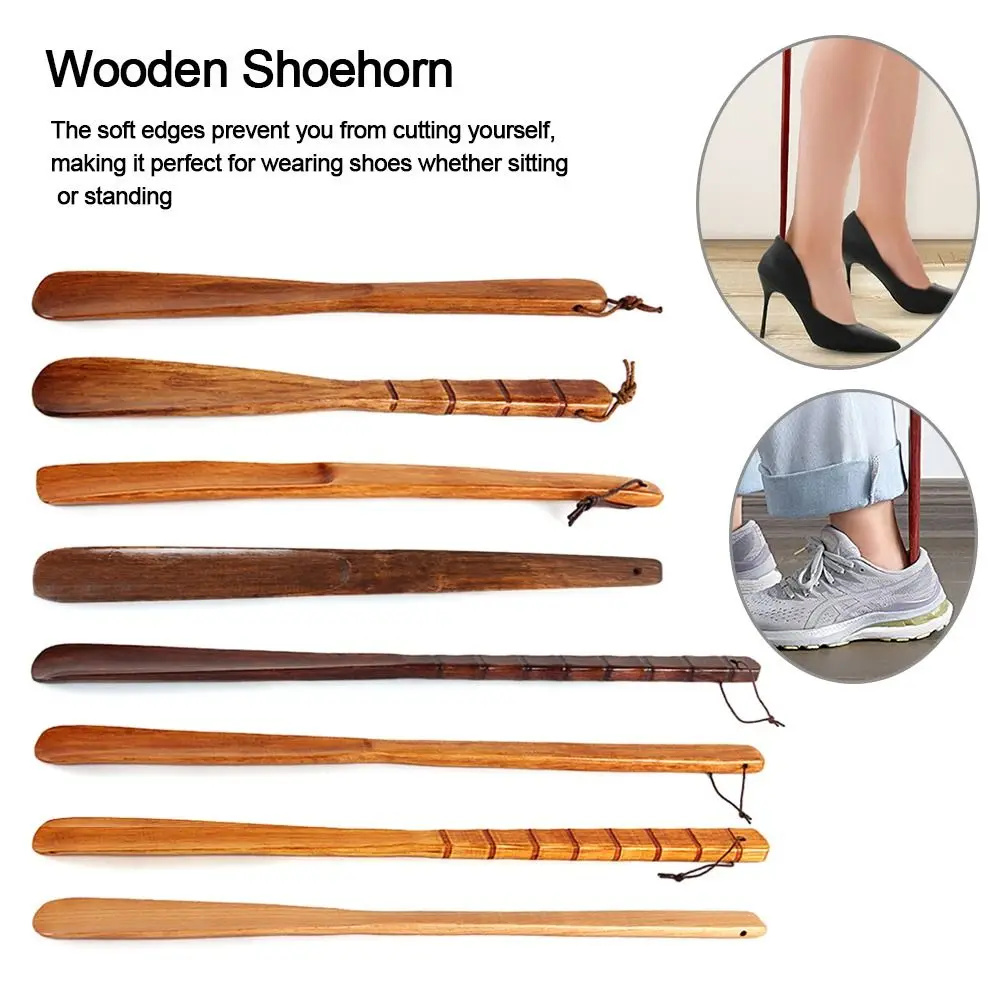 Shoehorn Lifter Hanging Shoe Horn Extra Long Handle Easy Remover Shoehorn Lifter Wooden Easy on Off Seniors Put on Shoes Tools thumbnail 6