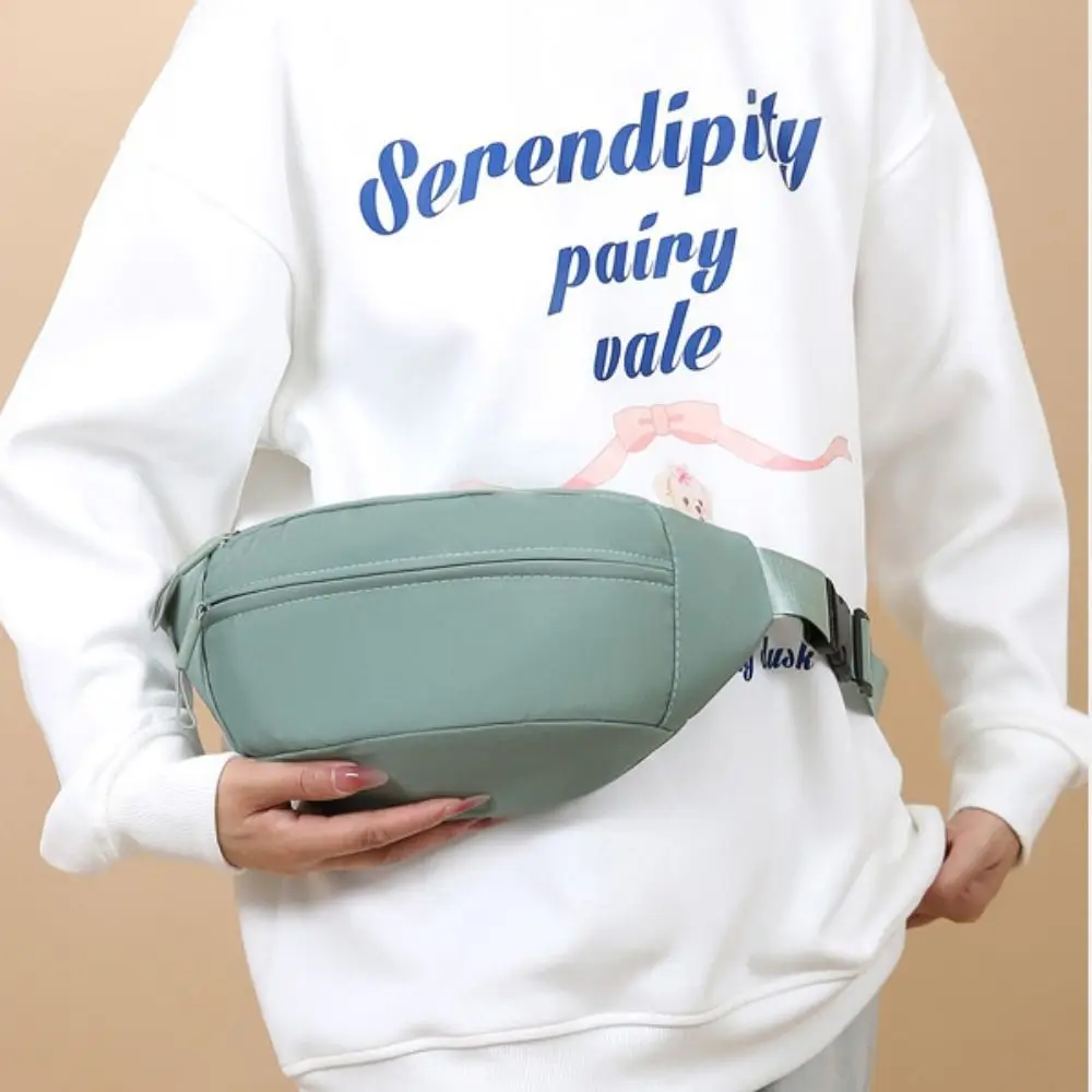 New Solid Color Waist Bag Waterproof Double Layer Crossbody Bag Double Pocket Chest Bag Sports thumbnail 4