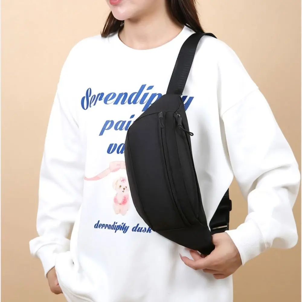 New Solid Color Waist Bag Waterproof Double Layer Crossbody Bag Double Pocket Chest Bag Sports thumbnail 2