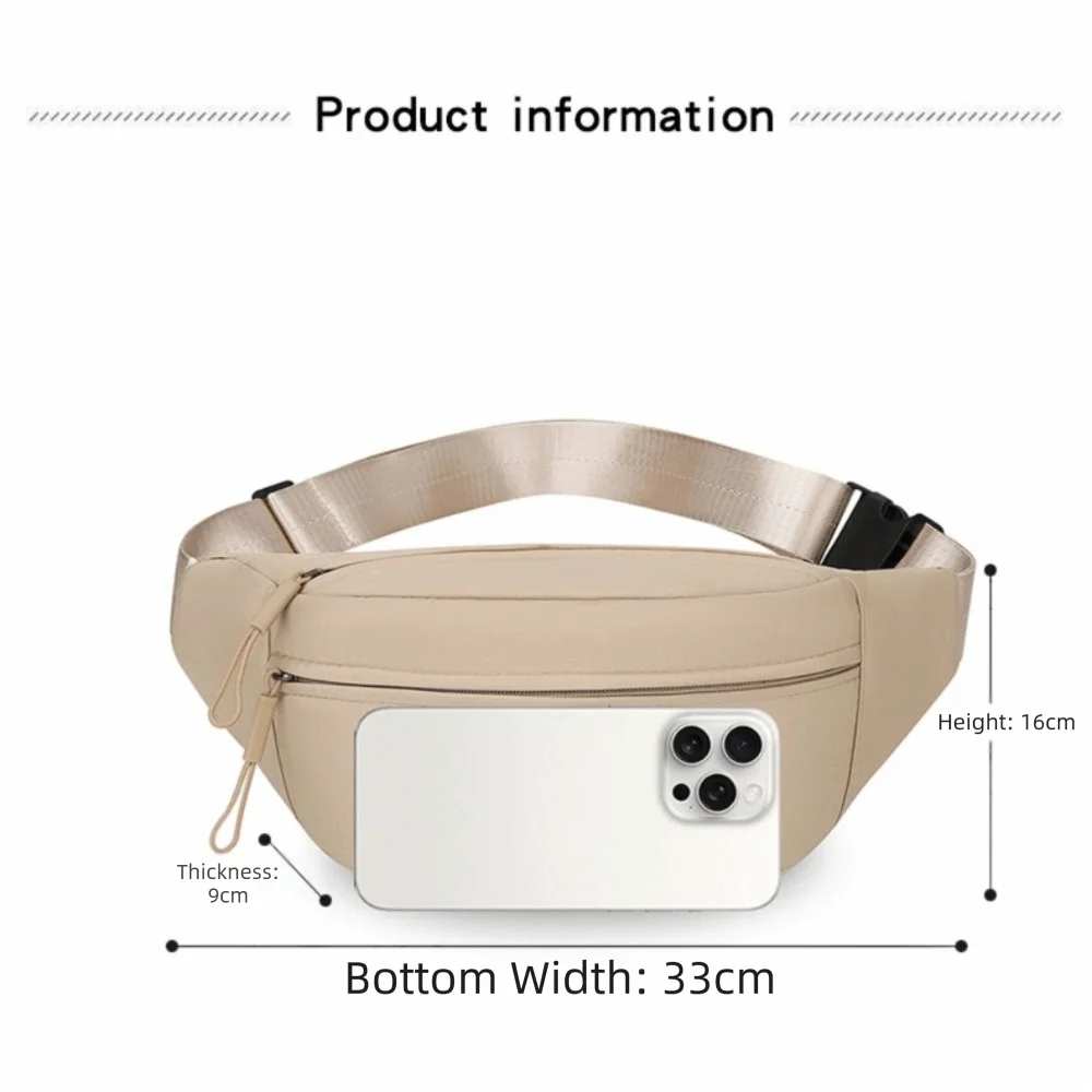 New Solid Color Waist Bag Waterproof Double Layer Crossbody Bag Double Pocket Chest Bag Sports thumbnail 6