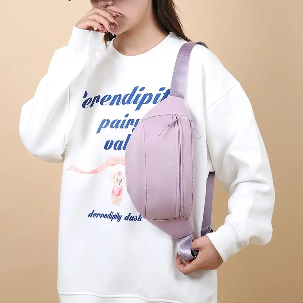 New Solid Color Waist Bag Waterproof Double Layer Crossbody Bag Double Pocket Chest Bag Sports thumbnail 5