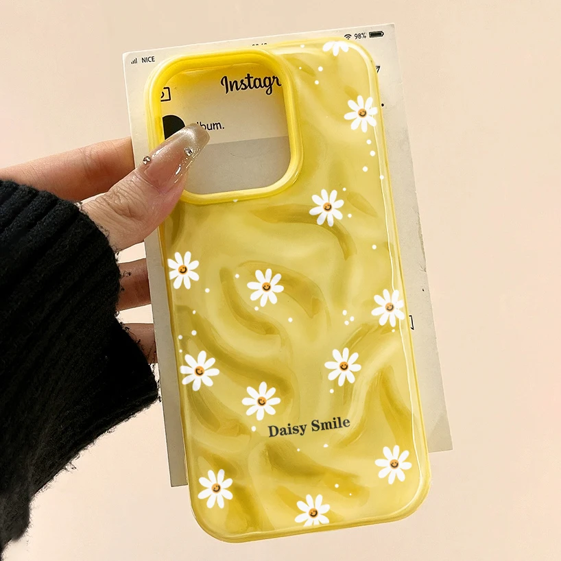 Daisy Flower Candy Color Phone Case For iPhone 15 Pro Max 16 17 14 13 Pro Max 13 12 11 Plus Soft ShockProof Fashion Luxury Funda thumbnail 6