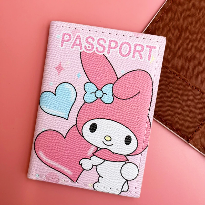 Cartoon Kuromi  Travel Passport Holder Wallet Cute Melody Girls Passport Cover Bags With ID Credit Card Holder Plane Ticket thumbnail 5
