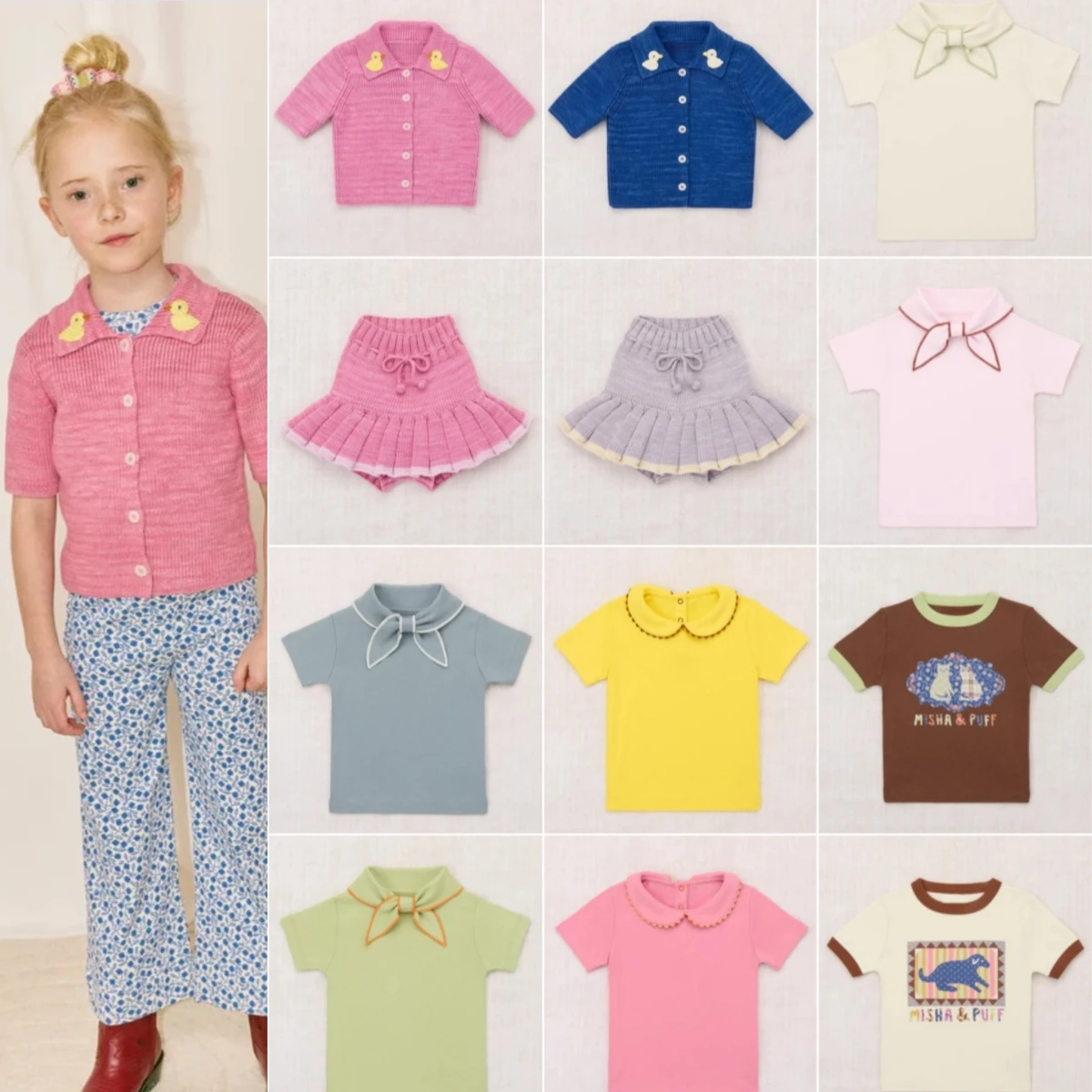Korean Children's Costumes Girls Boys Cartoon Printed Shirts Shorts 2026 New Spring Summer Knitwear Shirts Skirts Clothings