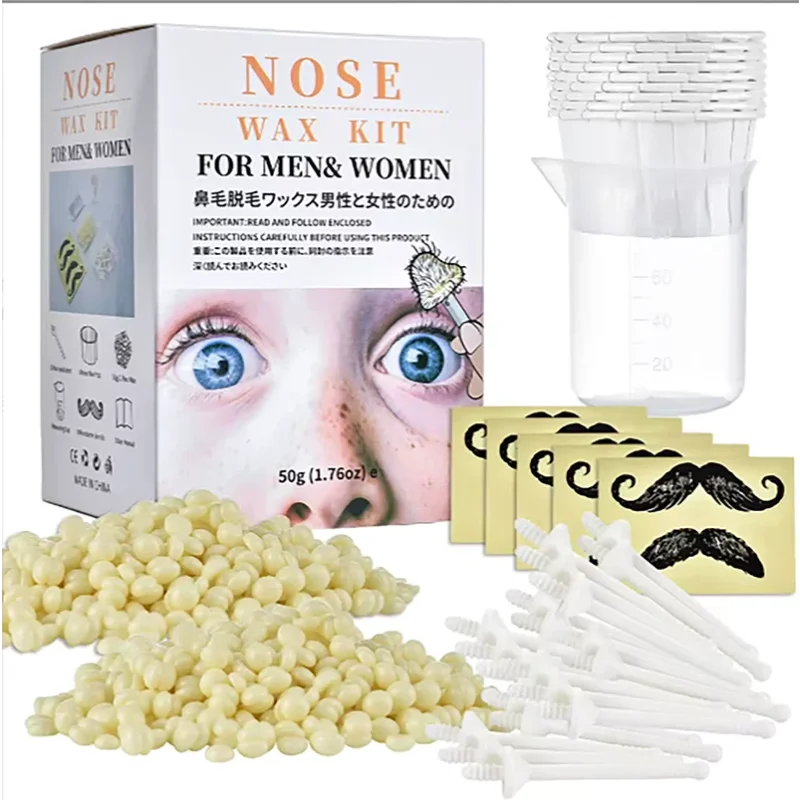 Portable Nose Waxing Kit, Professional Ear Nose Hair Removal Beads for Men Women, Painless Nose Cleaning Tool Kit for Home Use