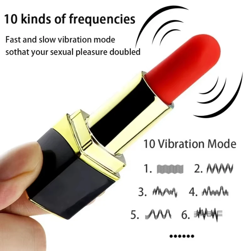 Fashion Lady Lipstick Vibrator 10Speed Bullet Vibrator Dildo Clit Stimulator G Spot Massage Masturbator Adult Sex Toys For Women thumbnail 2