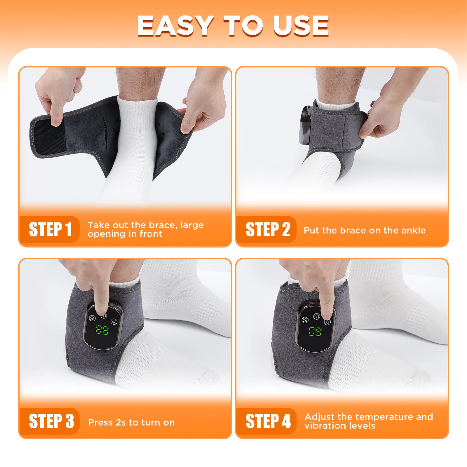 Electric Foot Massager Vibration Relaxation Ankle Massager Warm Hot Compress Ankle Brace Joint Sprain Support Ankle Protection thumbnail 6
