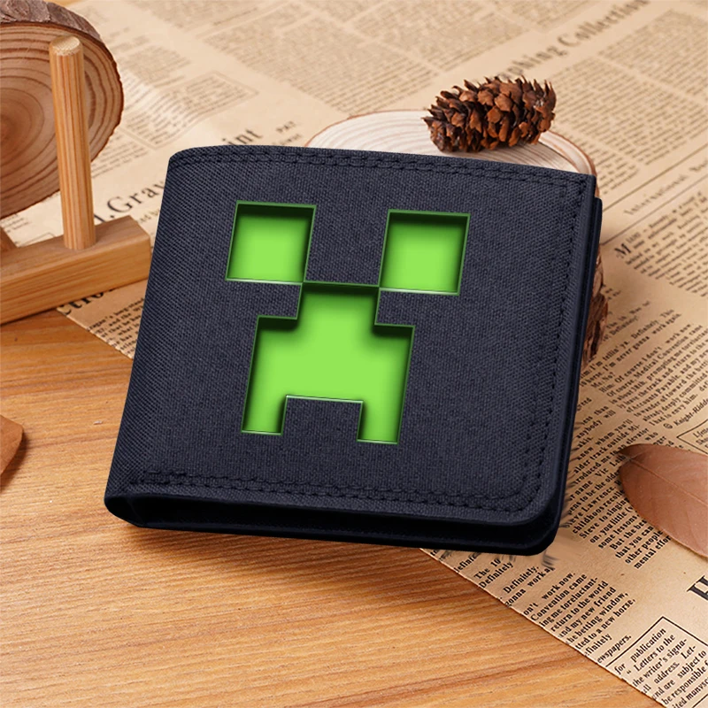 Miner Crafting Pixel Canvas Canvas Wallet Fashion Thin Men Card Holder Bag Purse Short Coin Pouch Business Billfold Cartoon Gift thumbnail 2