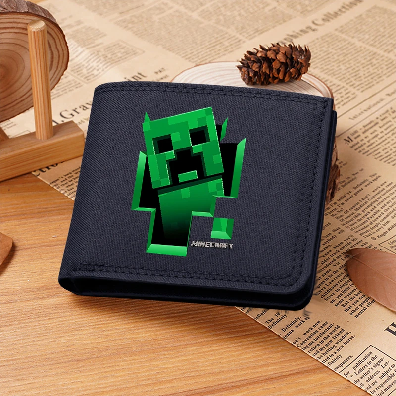 Miner Crafting Pixel Canvas Canvas Wallet Fashion Thin Men Card Holder Bag Purse Short Coin Pouch Business Billfold Cartoon Gift thumbnail 4