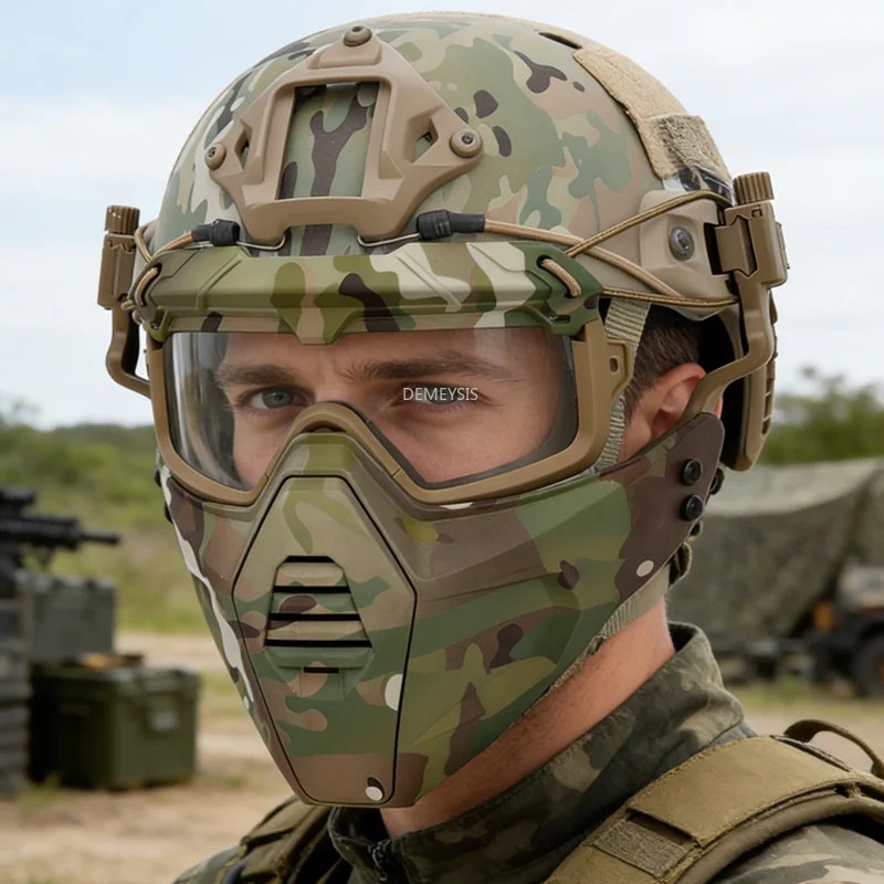 Airsoft Paintball Full Face Mask 2 in 1 Goggles Mask Set Outdoor Shooting Tactical Combat Protective Masks Hunting Sports Mask
